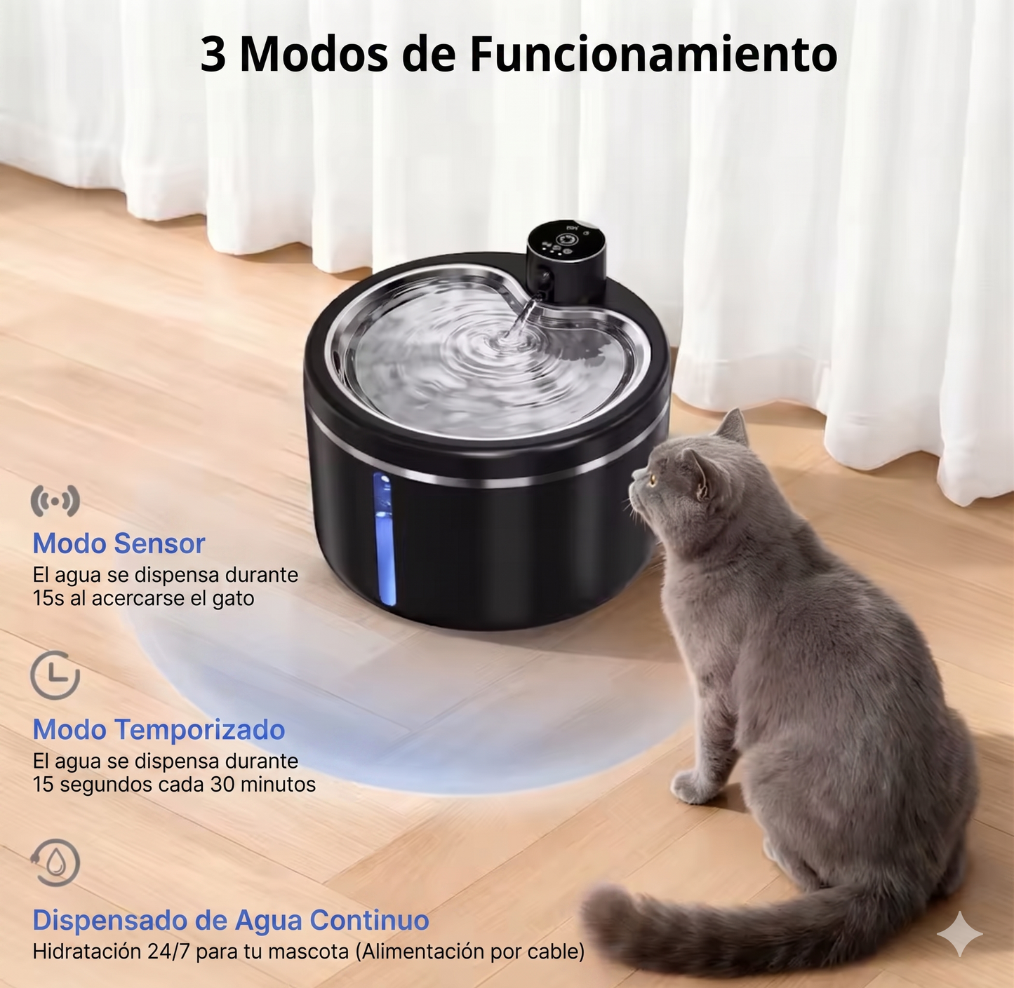 Bebedero Inteligente Inalámbrico en Acero Inoxidable (3L)