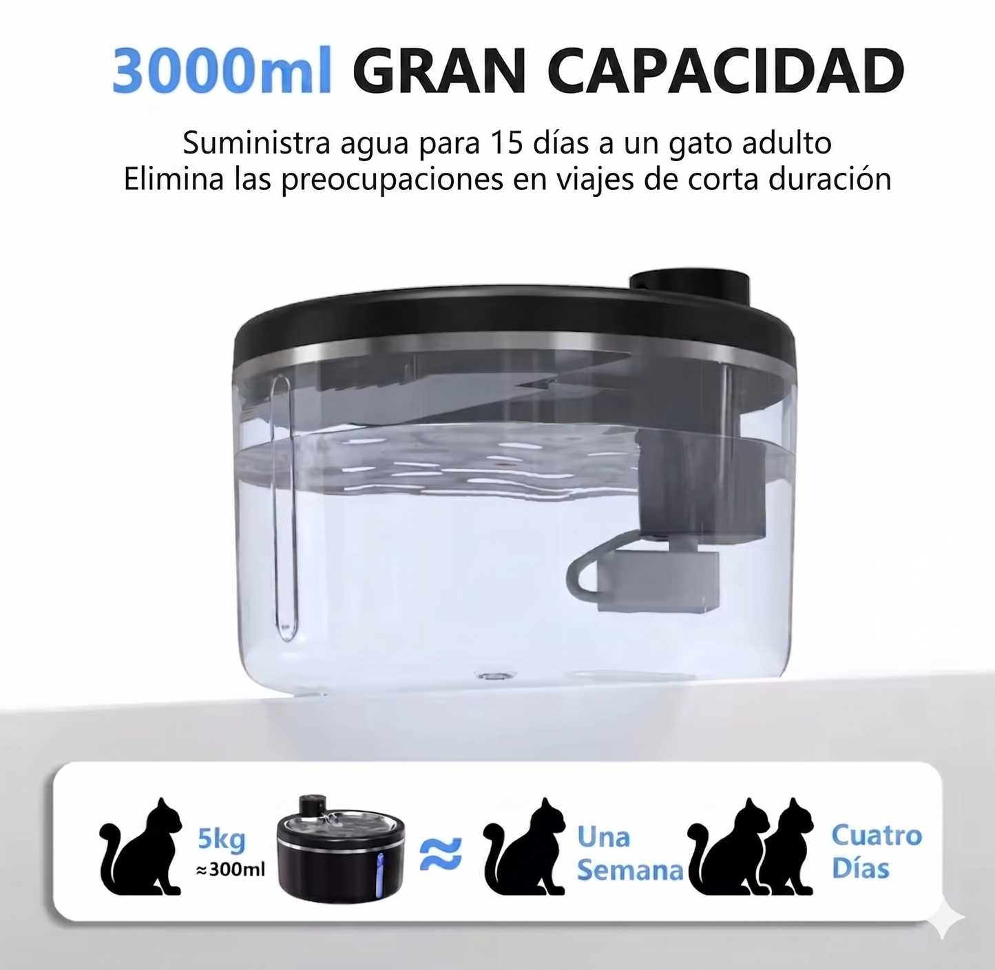 Bebedero Inteligente Inalámbrico en Acero Inoxidable (3L)