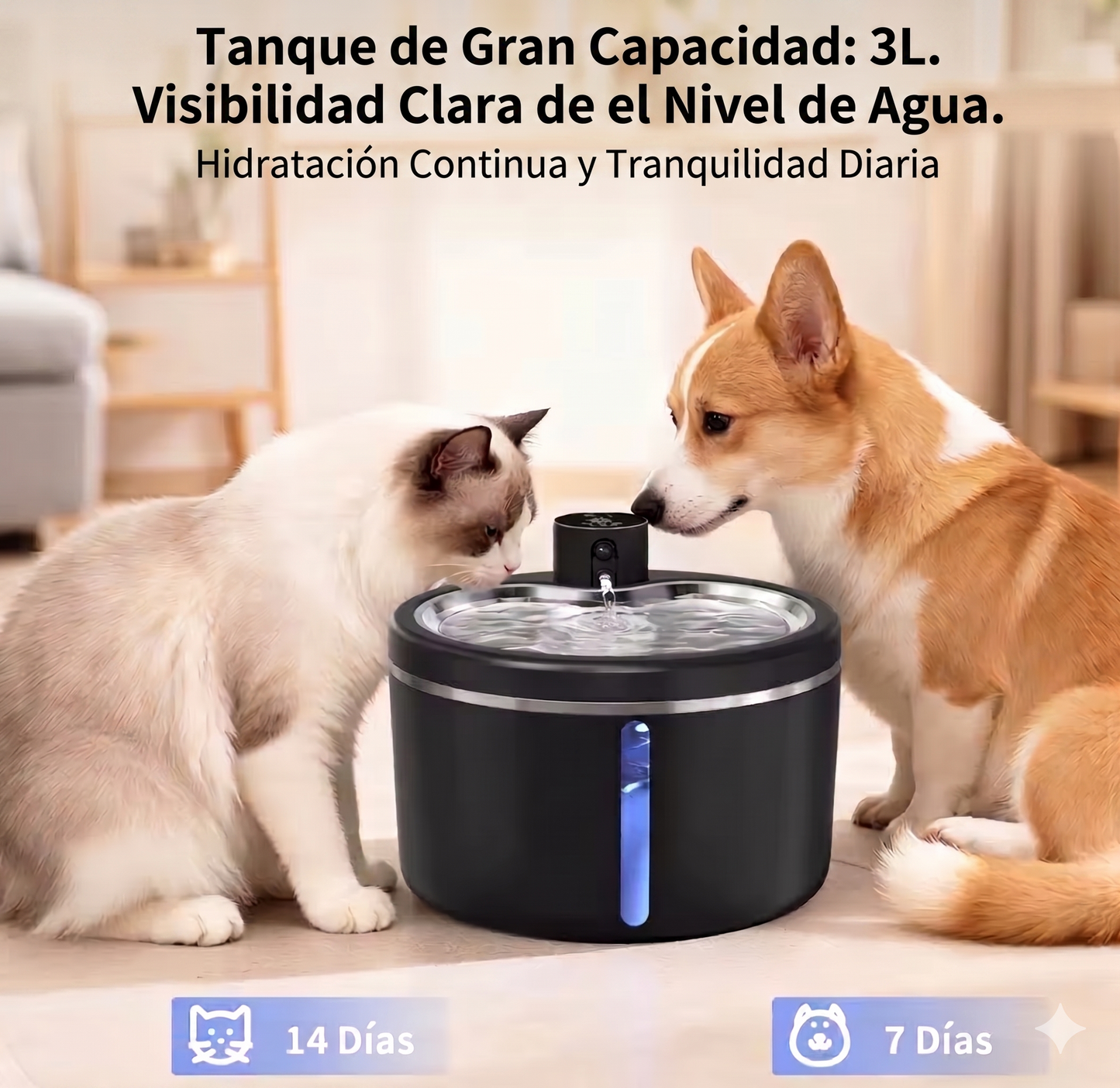 Bebedero Inteligente Inalámbrico en Acero Inoxidable (3L)